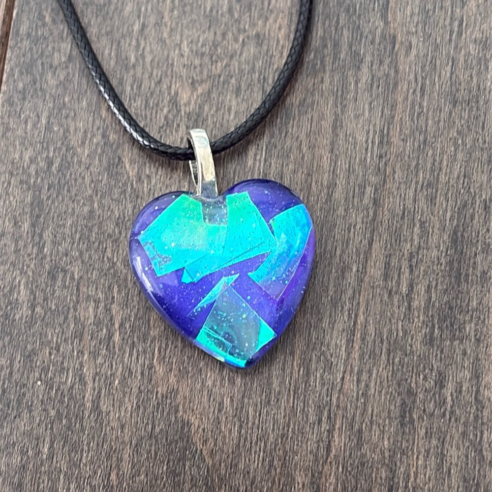 Handmade Heart Necklace Pendant Charm, Jewellery, Black Cord, Accessory Jewel